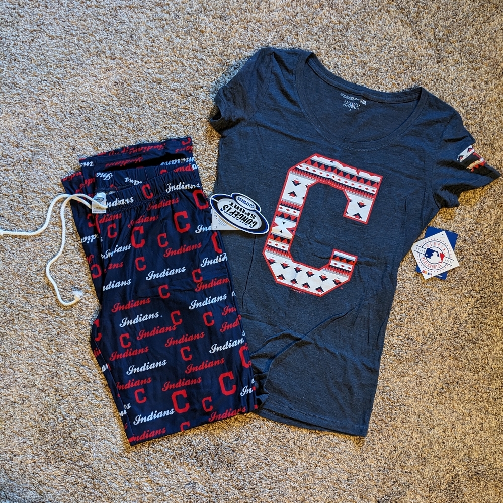 Women's Cleveland Indians pajama pants and t shirt